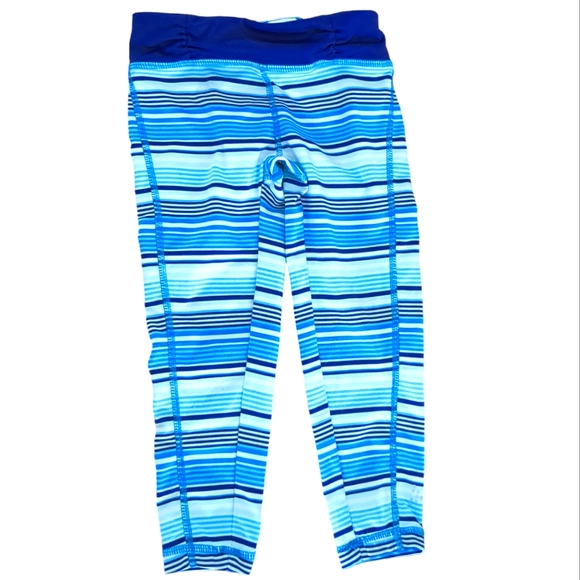 🍁2/$7🍁GYMGO Blue and White Striped Stretchy Leggings - Picture 1 of 2